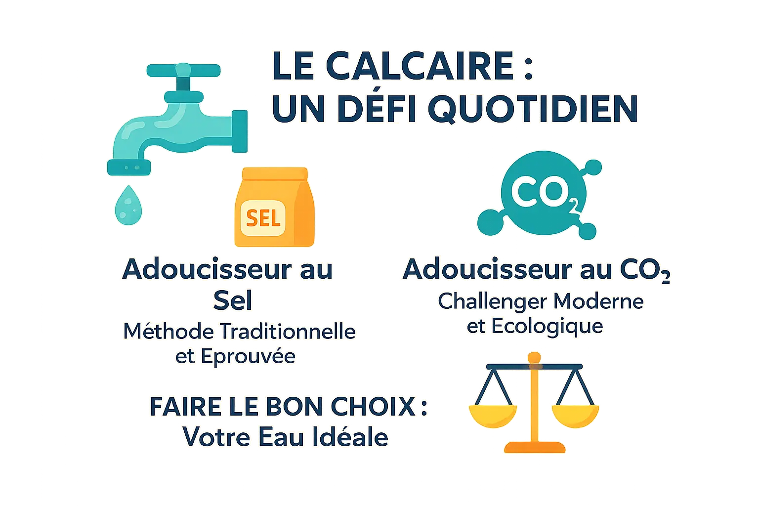 Comparaison visuelle adoucisseur CO2 et sel/résine
