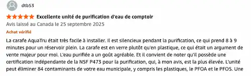 Avis d'un utilisateur d'AquaTru